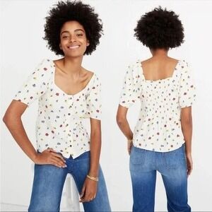 Madewell Seamed Button Down‎ Shirt In Confetti Floral Size Medium